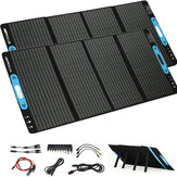 2 panneaux solaires pliables Astrolux® FSP200 18V 200W chargeur de batterie solaire portable USB DC multi-sortie pour station d'alimentation, tablettes, téléphones, camping-car RV.