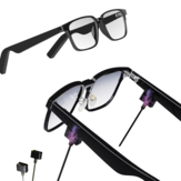 Bakeey KX32 TWS bluetooth 5.3 Gafas inteligentes con auriculares Bluetooth, altavoces duales, cancelación de ruido, sonido envolvente, resistente al agua, bloqueo de luz azul, gafas de audio inteligentes con cargador magnético