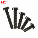 Suleve™ M2NC1 20 adet M2 Siyah Yuvarlak Naylon Vidalar Çapraz Yuvarlak Baş Vidaları Cıvata