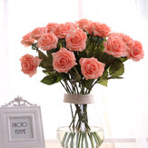 Flor Artificial de Rosa Rama Individual para Decoración del Hogar Boda Hidratante Rosas de Seda Falsas