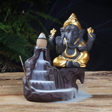 Queimador de incenso de refluxo Deusa Indiana Elefante Ganesha Suporte de Censer Decoração de Quarto Presente