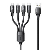 USAMS US-SJ515 U73 4 in 1 3A Micro Type-C for Lightning Alloy Alloy Fast Charging Data Cable 1.2M for Samsung Galaxy S21 Note S20 ultra Huawei Mate40 P50 OnePlus 9 Pro for iPhone 12 Pro Max