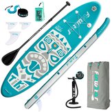 [EU Direct] FunWater Надувная доска для серфинга и стендапа с комплектом аксессуаров – регулируемое весло, насос, рюкзак для путешествий, ремень, водонепроницаемая сумка, доска для взрослых SUPFW04A