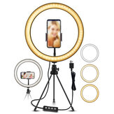 EGL-02 10 hüvelykes 3 színű módú 10 fényerősségi szintű USB Videófény, Selfie Sminkállvány Tripod Készlet a videóhoz élő közvetítéshez Vlog