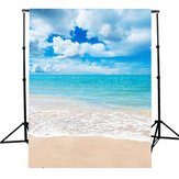 Fondo de fotografía de estudio de verano con cielo azul y playa de vinilo de 5x7 pies