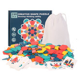 Quebra-cabeça criativo e colorido de várias formas com 180 peças para desenvolver a habilidade de pensamento. Brinquedo educativo com bolsa como presente para crianças