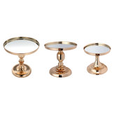 Goud vergulde spiegelcakepanstandaard van glas voor ronde bruiloftsdisplay sokkel van 8, 10 en 12 inch