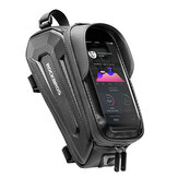 Torba na telefon rowerowy ROCKBROS B68 o pojemności 1,7 l i 8 cali z ekranem dotykowym, wodoodporna, montaż na rurze przedniej ramy roweru, osłoną przeciwsłoneczną i uchwytem na górną rurkę kierownicy.