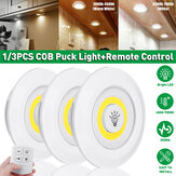 1/3PCS Φώτα ντουλάπι κουζίνας COB Puck Light+ Τηλεχειριστήριο