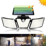 Lampada solare a sensore di movimento da giardino con 3 teste e 265 LED per la sicurezza delle pareti esterne
