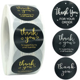 500 pegatinas de papelería negra con etiquetas de papel bronce adhesivas de etiquetas de agradecimiento para álbumes de recortes, sellado de sobres y suministros de pegatinas de papelería