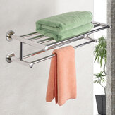 Prateleira de parede de suporte para toalhas de dois níveis em aço inoxidável 304, para banheiro