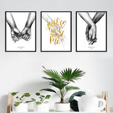 3pcs Poster nordico Minimalista Pittura appesa 50*70cm Stampe su tela in bianco e nero Amore Immagini murali per il soggiorno Senza cornice