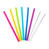 Reusable Straws Set 6PCS Silicone Straws Drinking Straws 6 Straight Straw With Brush