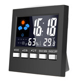 Réveil numérique DC-001 avec affichage de station météo de température, d'humidité et de temps sur la table