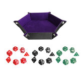 Multisided Dices Set Holder Polyhedral Dices Purple PU Leather Tray for RPG 