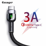 Καλώδιο δεδομένων Essager LED USB Type C 3A Καλώδιο δεδομένων γρήγορης φόρτισης για Samsung S20 Mi 10 POCO X3 NFC Huawei