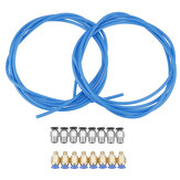 2 rolos de tubo de PTFE azul de 2M + Conjunto de acessórios de conectores pneumáticos PC4 M6M10 para impressora 3D