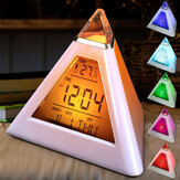 Pirâmide digital despertador com data de temperatura 7 cores mudança de luz do diodo emissor de luz
