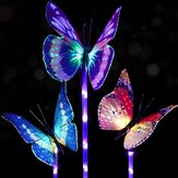 3pcs Lumière LED papillon à fibres optiques solaires multicolores pour la décoration de jardin extérieur