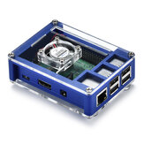 3-in-1 Blue ABS Enclosure Protective Case + Cooling Fan + Heatsink Kit for Raspberry Pi 3B+ / 3B / 2B