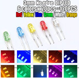 6 kleuren x 20 stuks 120 stuks/partij Wit Rood Groen Blauw Geel Oranje 3mm Toetsenbordverlichting Diode LED-set