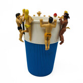 Bambola appesa al bordo della tazza fatta a mano, creativa, realistica, miniatura, regalo per ufficio, decorazione