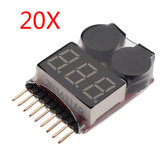 Tester di tensione bassa batteria Lipo 2 in 1 1S-8S 20 x con allarme buzzer