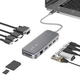 BlitzWolf® BW-TH11 Wielofunkcyjna stacja dokująca USB-C 11 w 1 z dwoma portami HDMI 4K@30Hz, portem VGA 1080P 60Hz, portami USB3.0 i USB2.0, portem RJ45 LAN z prędkością 1000 Mbps, czytnikiem kart SD TF oraz obsługą ładowania do 100W za pomocą portu Type-C PD