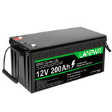 [EU Direct] LANPWR 12V 200Ah LiFePO4 Lityum Pil Paketi 2560Wh Energy 4000+ Deep Cycles Built-in 100A BMS 46.29lb Light Weight Support in Series Parallel Perfect for Replacing Most of Backup Power RV Boats Solar Trolling Motor Off-Grid