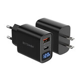 BlitzWolf® BW-S19 20W 2-poorts USB PD-oplader PD3.0 PPS QC3.0 SCP FCP AFC Snel opladen EU-stekker US-stekkeradapter LED Digitaal display voor iPhone 13 Mini 13 Pro Max voor Samsung Galaxy Note S20 ultra Huawei Mate 40 OnePlus 8 Pro