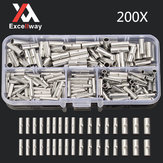 Excellway® TC20 200stk Kobber Butt Splice Forbinder 22-10AWG Tinned Crimp Terminal Kit