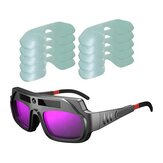 Gafas de soldadura con oscurecimiento automático, antiarañazos y gran visión para soldar con plasma, con 10 lentes