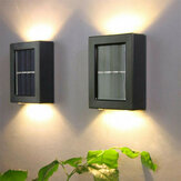 2 lâmpadas solares de parede que iluminam para cima e para baixo Luz solar decorativa com sensor de jardim LED
