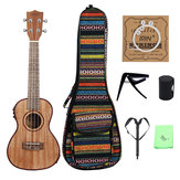 IRIN EQ 24-calowy elektroakustyczny ukulele w kolorze drewna z torbą / struny / Capo / Strap / Finger Hammer