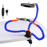 Schreibtisch Clip Vergrößerungsglas PCB Löten Halter 3X Vergrößerungsglas mit LED-Licht 3Pcs Flexible Arm Löten Dritte Hand Werkzeug