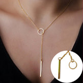 Gold Bar Circle Lariat Sexy Drop Necklace 