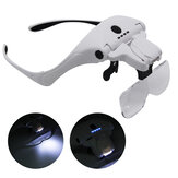 Gafas de Aumento Profesionales de 300mAh con 5 Lentes 1X-3.5X y Lámpara LED de 4 Diodos en la Diadema, Carga por USB, Lupa para Joyería Reparación Manualidades.