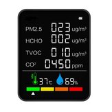 6 w 1 PM2.5 CO2 TVOC HCHO Tester Przenośny cyfrowy Tester temperatury i wilgotności Monitor jakości powietrza