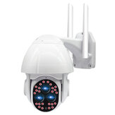 GUUDGO 24 LED +3HD Lentes Cámara de color completo 1080P Visión nocturna 355° PTZ 4X Zoom Rotación Cámara exterior a prueba de agua IP66 Detección de movimiento Audio bidireccional Monitor