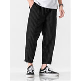 Mužské kalhoty s potahem pro pohodlné nošení % z bavlny s okrasným proužkem a stahovacím prádlem