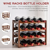  - 16 Bottles Vintage Storage Rack Bottle Holder Wooden Shelf Free Standing ...