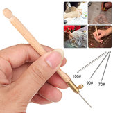 Juego de agujas de 4 piezas 70 90-120 Mango de madera-Tres agujas Tambour Bordado Crochet Gancho Juego de herramientas