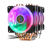 3Pin 3 Ventole 6 Tubi Termici Ventola di Raffreddamento con Retroilluminazione Colorata Dissipatore per Intel AMD