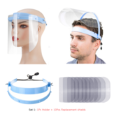 Verwijderbaar spatwaterdicht anti-spuug beschermend volledig gezichtsscherm transparant gezichtsmasker met 10 vervangende schilden
