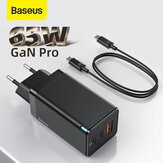 [GaN Tech] Baseus GaN2 Pro 65W 3-Port USB PD Charger Dual 65W USB-C PD3.0 QC3.0 FCP SCP Fast Charging Wall Charger Adapter EU Plug US Plug US 100W 5A USB-C to USB-C Cable