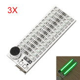3 قطع 2x13 USB Mini Spectrum المصابيح الخضراء ذات الإضاءة الساطعة Board التحكم الصوتي والحساسية قابلة للتعديل