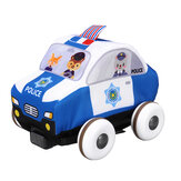 6pcs/boîte Bus scolaire Camion de pompiers Ambulance Voiture de police Avec tapis de reptation Modèle de jouet pour enfants Cadeaux de Noël