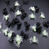 أسود / أبيض مضيئة العنكبوت هالوين البسيطة البلاستيك المزاح ألعاب عيد ميلاد واقعية بلاستيكية صغيرة العنكبوت DIY الديكور