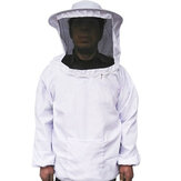 Abbigliamento protettivo per apicultori professionisti. Tuta completa per apicoltura ventilata con guanti in pelle, colore bianco.
